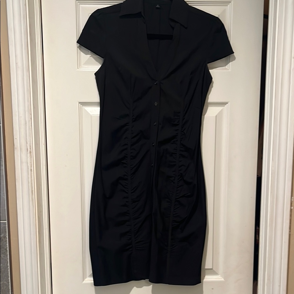 Express Black Notched Collar Sheath Mini Dress